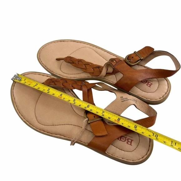 Born Lake Braided Leather Thong Strap Flat Sandals in Cognac Size 8M - Picture 13 of 16